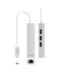 ADAPTADOR NANOCABLE USB-C ETHERNET RJ45 GIGABIT + 3XUSB 3.0 15CM SILVER 2