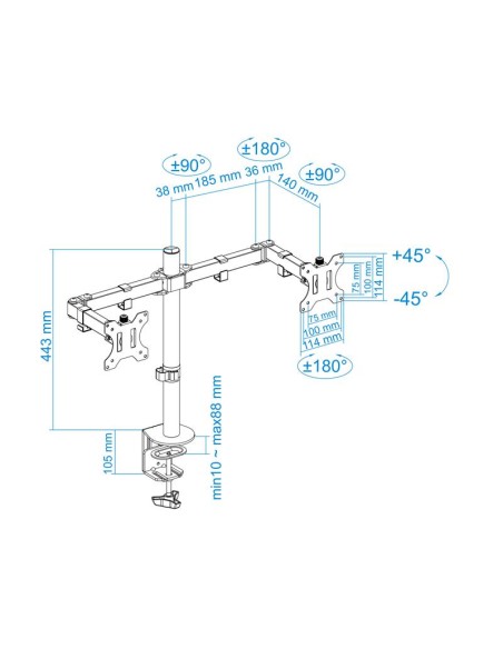 SOPORTE DE MESA TV/MONITOR TOOQ DB1232TN-B 13-32 2 BRAZOS BLACK