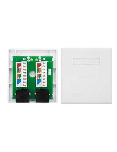 ROSETA DE PARED NANOCABLE 2XRJ45 CAT.6 UTP WHITE