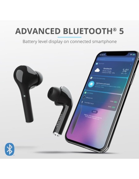 AURICULARES TRUST NIKA TOUCH EARPHONES BLUETOOTH WIRELESS BLACK