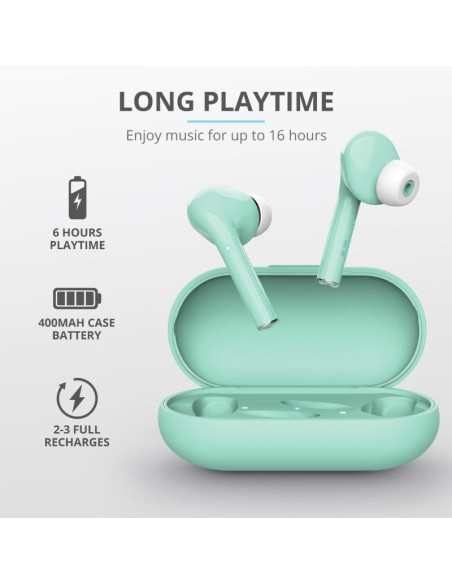 AURICULARES TRUST NIKA TOUCH EARPHONES BLUETOOTH WIRELESS TURQUOISE