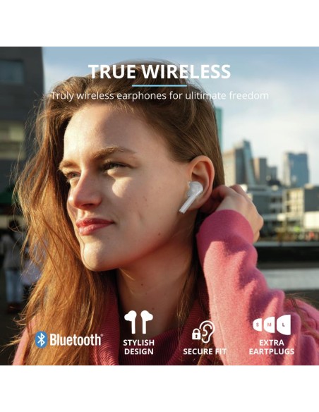 AURICULARES TRUST NIKA TOUCH EARPHONES BLUETOOTH WIRELESS WHITE