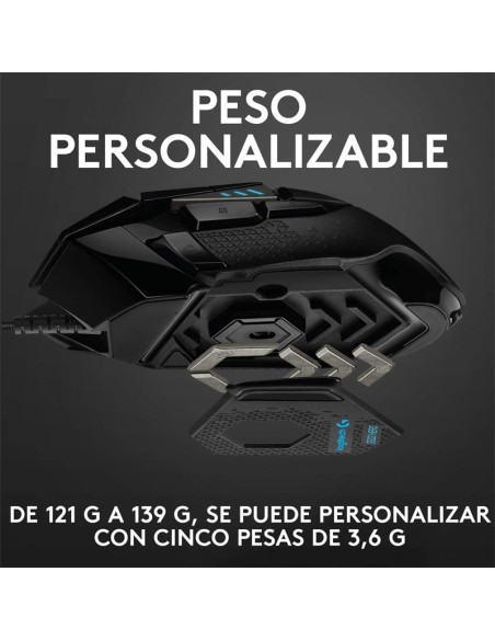 RATON LOGITECH G502 HERO OPTICO USB GAMING BLACK