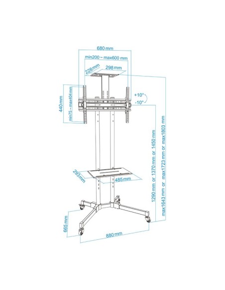SOPORTE TV MONITOR TOOQ SUELO 37 - 70 50KG BLACK