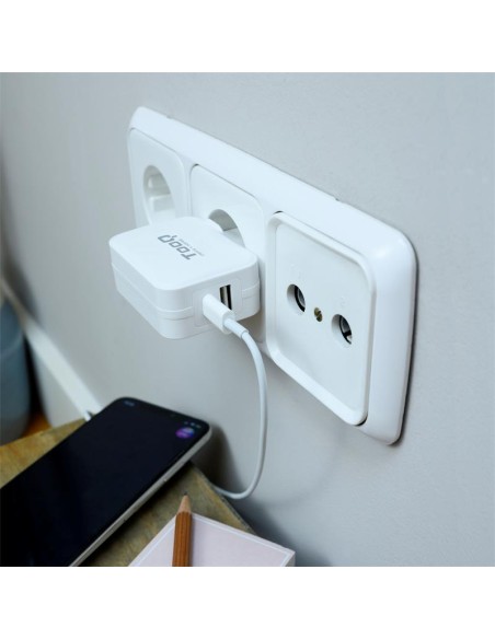CARGADOR SMARTPHONE/TABLET TOOQ 12W USB 3.0 + 15W USB-C WHITE