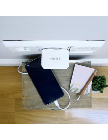 CARGADOR SMARTPHONE/TABLET TOOQ 12W USB 3.0 + 15W USB-C WHITE