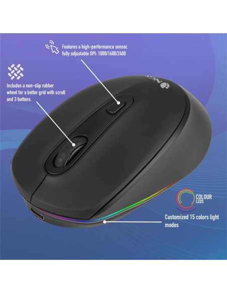 RATON NGS SMOG MULTIDEVICE WIRELESS BLUETOOTH RECARGABLE LED BLACK