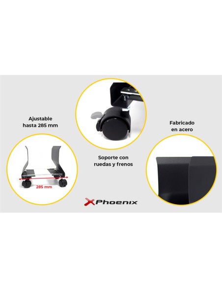 SOPORTE ORDENADOR CON RUEDAS PHOENIX BLACK