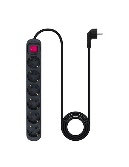 REGLETA NANOCABLE 6 SCHUKOS INTERRUPTOR 1,4M BLACK