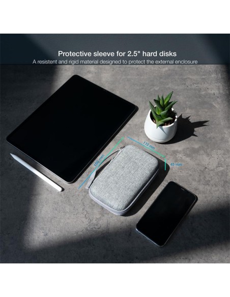 FUNDA TOOQ PARA DISCO DURO EXTERNO DE 2,5 GREY