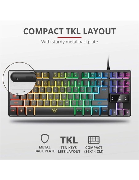 TECLADO TRUST GAMING GXT 833 METALICO USB RGB