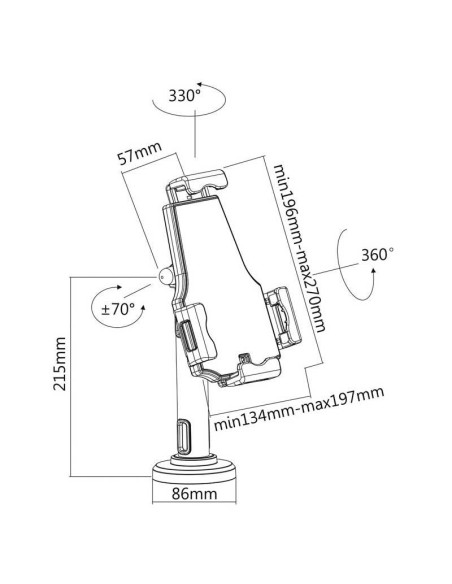 SOPORTE AISENS CON ANTIRROBO PARA TABLET 8-11 BLACK