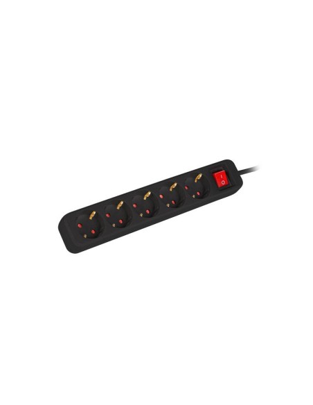 REGLETA LANBERG 5 SCHUKOS CON PROTECCION 3M BLACK