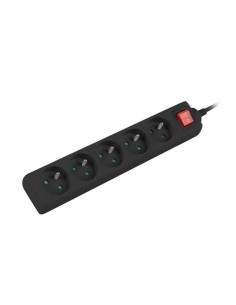 REGLETA LANBERG 5 SCHUKOS CON PROTECCION 1.5M BLACK