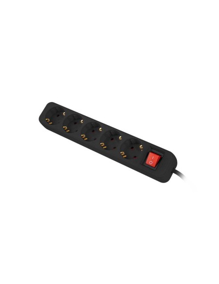 REGLETA LANBERG 5 SCHUKOS CON PROTECCION 1.5M BLACK
