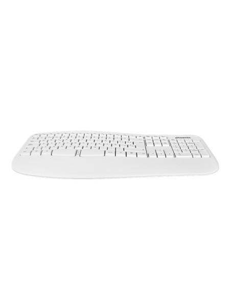 TECLADO PHOENIX K201 ERGONOMICO WIRELESS WHITE