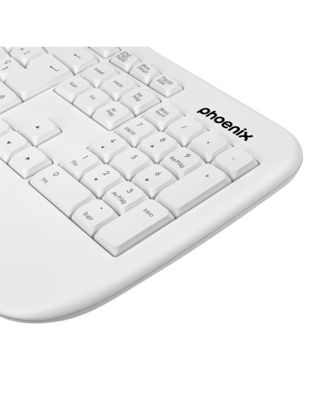 TECLADO PHOENIX K201 ERGONOMICO WIRELESS WHITE