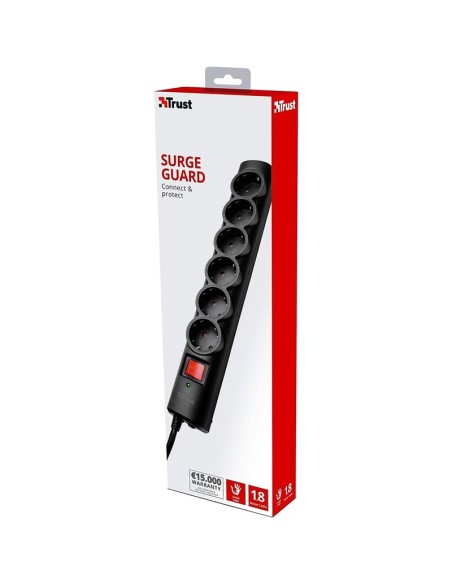 REGLETA TRUST 6 SCHUKOS INTERRUPTOR 1,8M BLACK