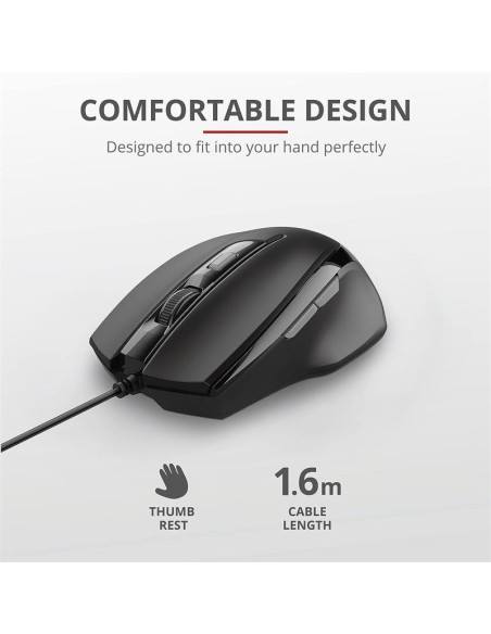 RATON TRUST VOCA USB 6 BOTONES BLACK