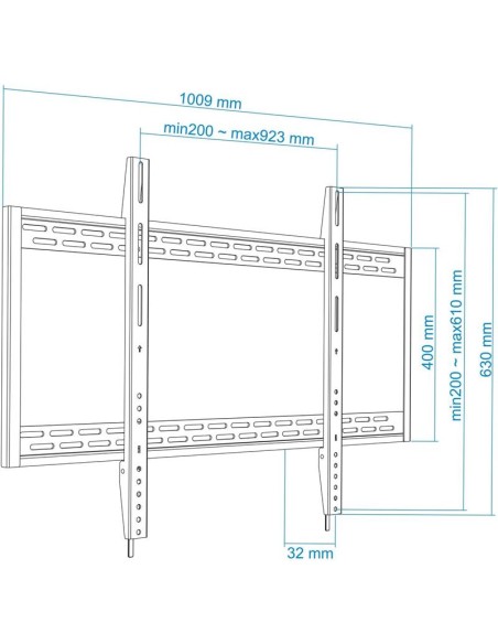 SOPORTE PARED TV MONITOR TOOQ 60-100 130KG BLACK