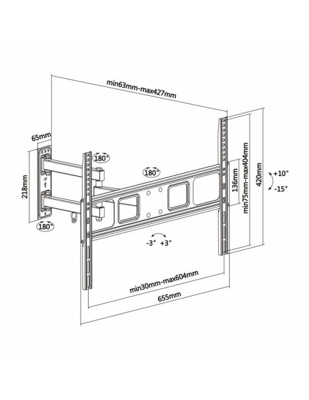 SOPORTE PARED TV MONITOR AISENS 37-70 35KG BLACK