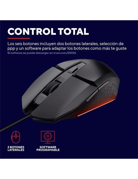 RATON TRUST GAMING GXT 109 FELOX RGB USB 6400DPI 6 BOTONES BLACK