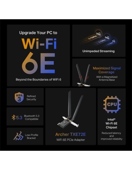WIRELESS ADAPTADOR PCIE TP-LINK ARCHER TXE72E WIFI 6E AXE5400