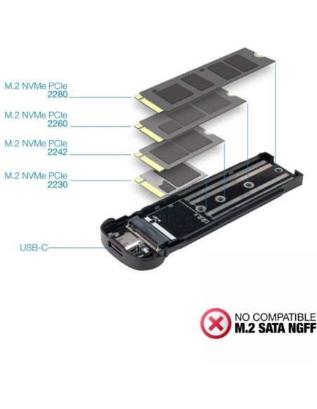 CAJA EXTERNA TOOQ ALUMINIO SSD M.2 NVME USB 3.1 BLUE