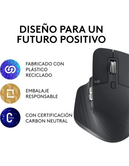 RATON LOGITECH MX MASTER 3S WIRELESS 8000DPI 7 BOTONES BLACK