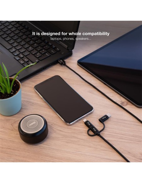 CABLE USB 3 EN 1 USB-A / USB-C MICROUSB LIGHTNING 1M NANOCABLE