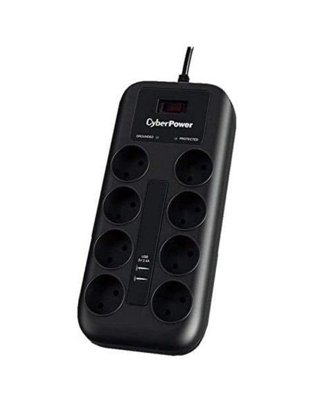 REGLETA CYBERPOWER 8XSCHUKO + 2XUSB 1.8M CON INTERRUPTOR