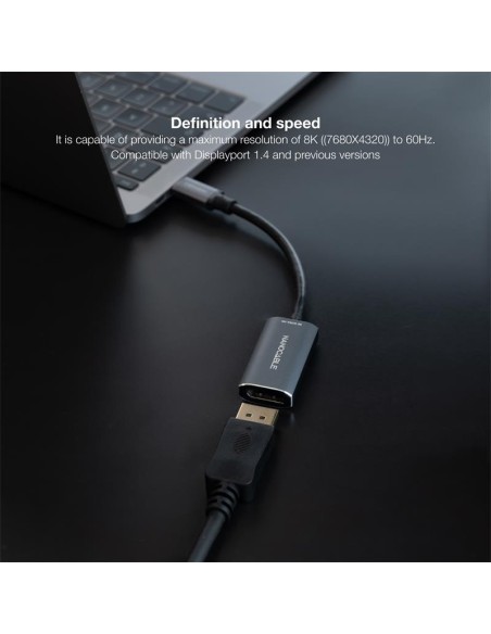 CABLE CONVERSOR USB-C THUNDERBOLT 3 A DISPLAYPORT 15CM GREY