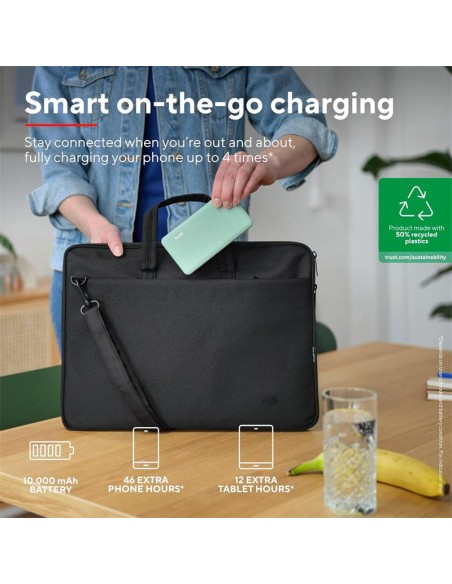 POWERBANK TRUST PRIMO SLIM 10000MAH X2 USB-A + USB-C + MICRO-USB ECO GREEN