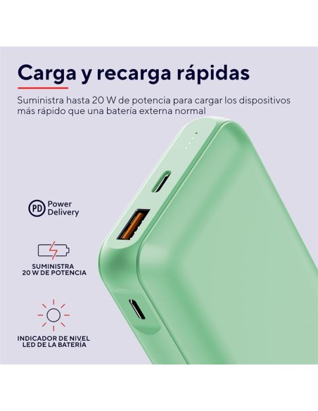 POWERBANK TRUST REDOH 20000MAH USB-A + X2 USB-C GREEN