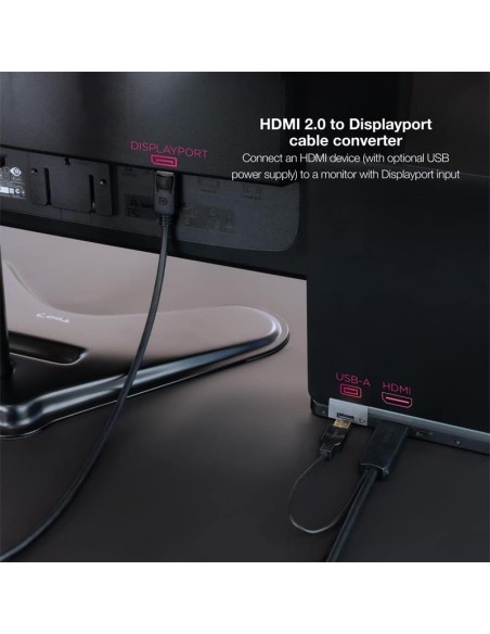 CABLE CONVERSOR NANOCABLE HDMI A DISPLAYPORT 1.8M BLACK
