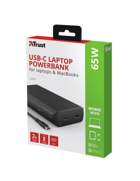 BATERIA EXTERNA TRUST 65W PARA PORTATIL USB-C BLACK