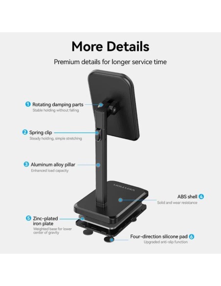 SOPORTE VENTION SOBREMESA PARA SMARTPHONE/TABLET 4-12.9 BLACK