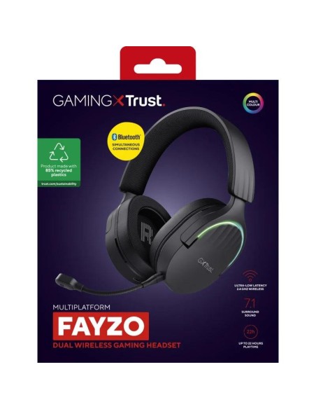 AURICULARES + MICROFONO TRUST GAMING RGB GXT 491 FAYZO HEADSET WIRELESS