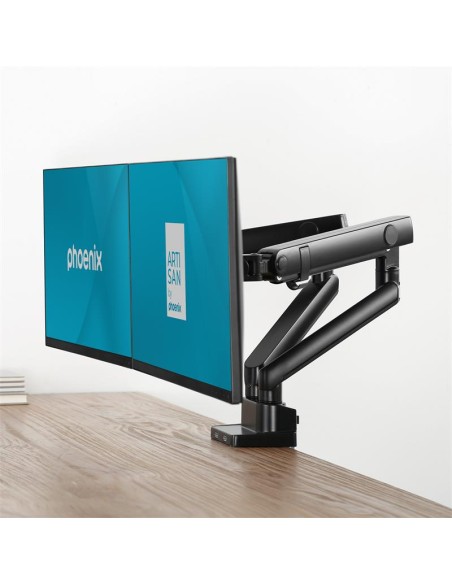 SOPORTE DE MESA TV/MONITOR PHOENIX 17-32 2 BRAZOS USB RESORTE GAS BLACK