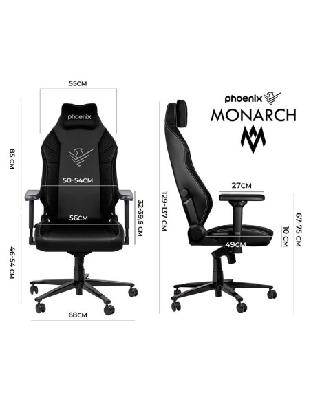 SILLA GAMING PHOENIX CUERO MONARCH TALLA R BLACK