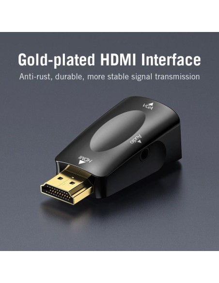 ADAPTADOR CONVERSOR VENTION HDMI/M A VGA/H AUDIO JACK 3.5 BLACK