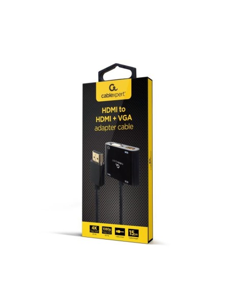 ADAPTADOR GEMBIRD HDMI/M A HDMI/H + VGA/H + CABLE AUDIO BLACK
