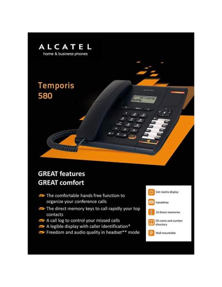 TELEFONO FIJO ALCATEL PROFESIONAL TEMPORIS 580 CE BLACK