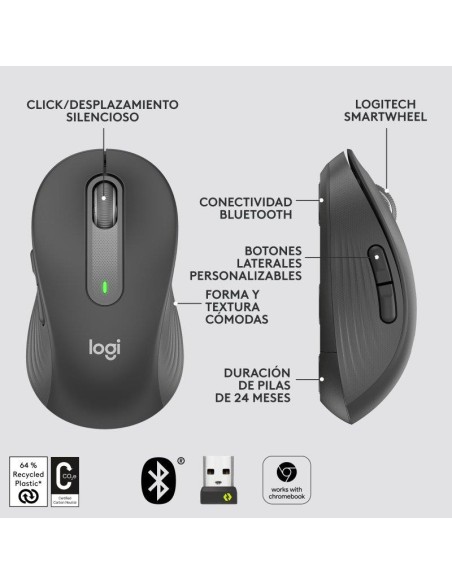RATON LOGITECH SIGNATURE M650 M WIRELESS BLACK