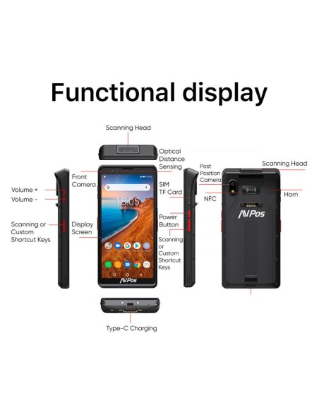 CAPTURADOR PDA AVPOS DC60 6 OCTA/4G/64G/WIFI/BT/NFC/2D/4G/FUNDA ANDROID