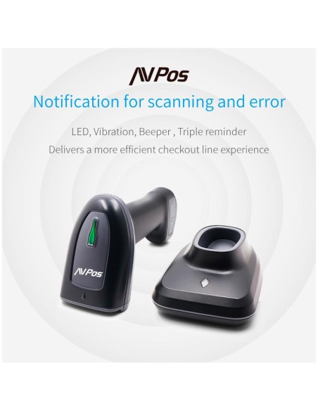 LECTOR AVPOS CODIGOS 1D + 2D +QR BT230 WIRELESS 2.4 + BLUETOOTH + USB