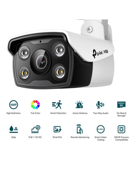 CAMARA IP TP-LINK VIGI BULLET EXTERIOR MICROSD 4MP 2.8MM IR 30M IP67 POE
