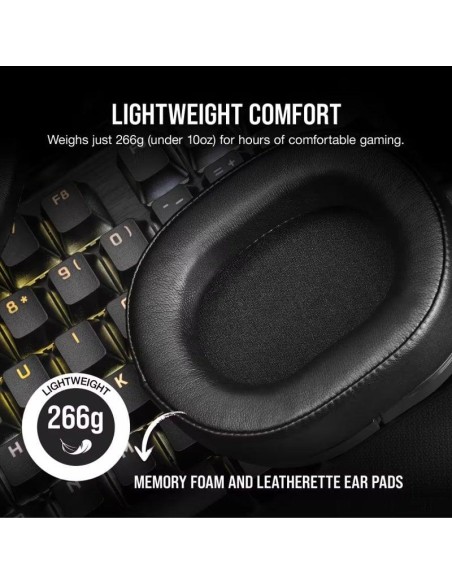 AURICULARES + MICROFONO CORSAIR HS55 GAMING HEADSET WIRELESS DB 7.1 BLACK