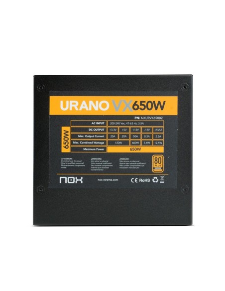 FUENTE DE ALIMENTACION NOX URANO VX650 650W 80+ ATX BRONZE