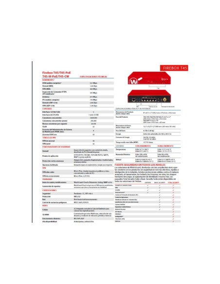 FIREWALL WATCHGUARD FIREBOX T45-POE NFR 1YR TOTAL SECURITY SUITE